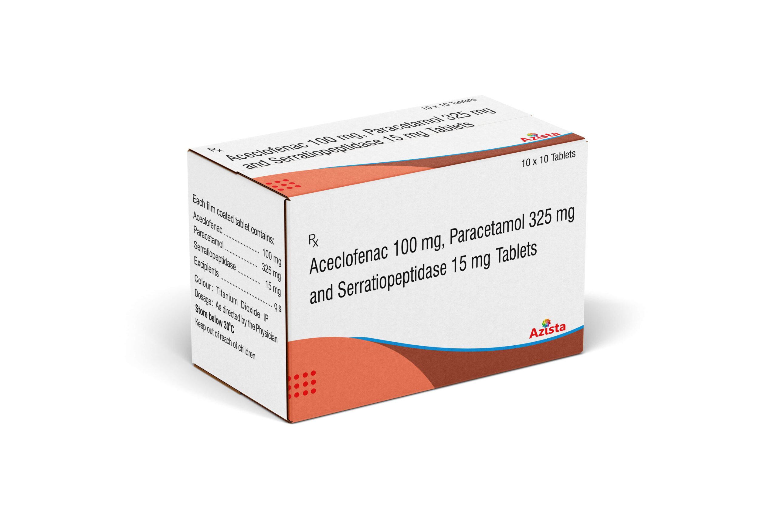 Aceclofenac 100mg + Paracetamol 325mg + Serratiopeptidase 15mg